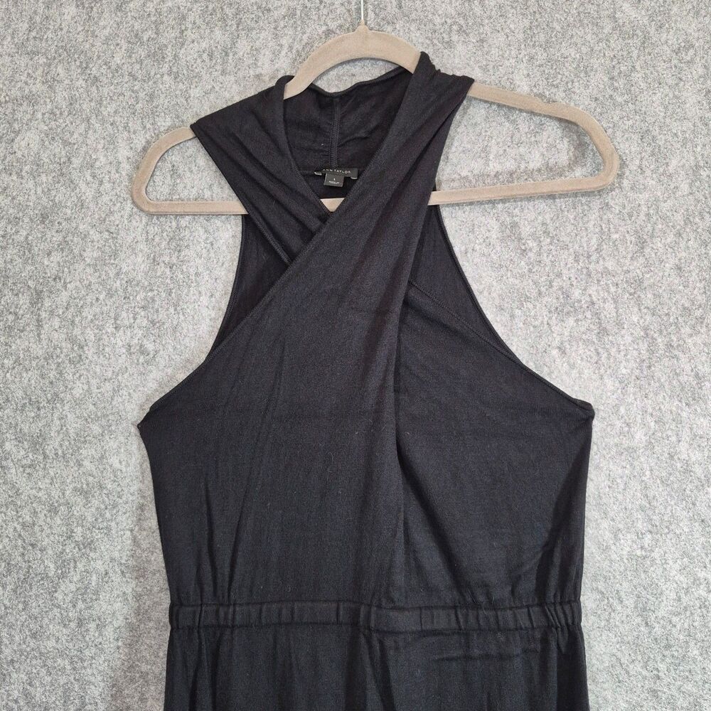 Ann Taylor Black Crossover Halter Sweater Dress - Size Large -